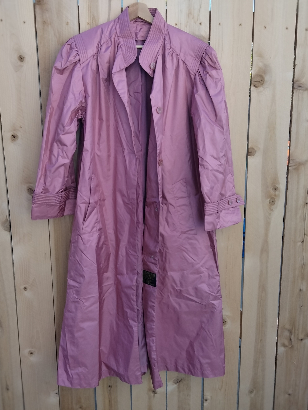 Vtg Chiango By Fleet Street Pink Long Trenchcoat Women's 16 Rain Jacket Belted